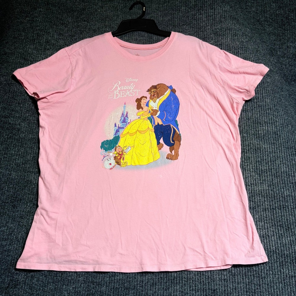Disney Beauty and the Beast Graphic T-Shirt Pink Nightgown Plus XL Belle